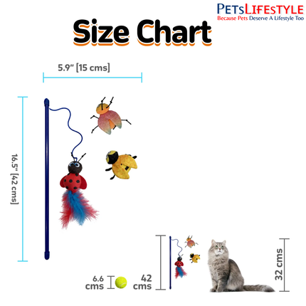 FOFOS Cat Toy – Bee, Bug & Ladybug with Wand