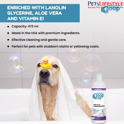 Groomer's Goop Snow White Toning Shampoo for Dogs & Cats – 473 ml