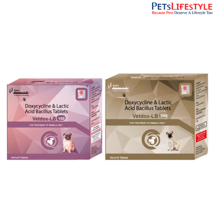 Vetdox-LB Doxycycline & Lactic Acid Bacillus Tablets for Dogs & Cats (100mg/200mg)