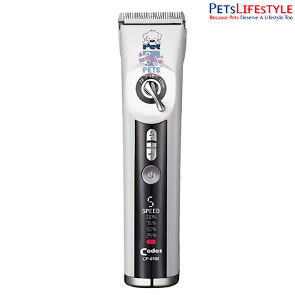 Codos CP-9700 Professional Pet Hair Trimmer with Ceramic Blade & LCD Display | 5 Speed Levels & Adjustable Lengths | Rechargeable Grooming Clipper for Dogs & Cats