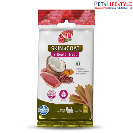 Farmina N&D Quinoa Skin & Coat Duck Dental Treat Mini for Dogs – 60g
