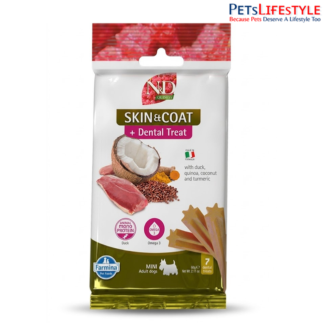 Farmina N&D Quinoa Skin & Coat Duck Dental Treat Mini for Dogs – 60g
