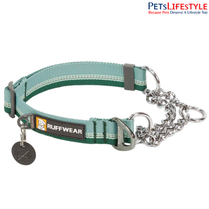 Ruffwear Chain Reaction Martingale Dog Collar River Rock Green | Reflective Limited-Cinch Training Collar with Stainless Steel Chain
