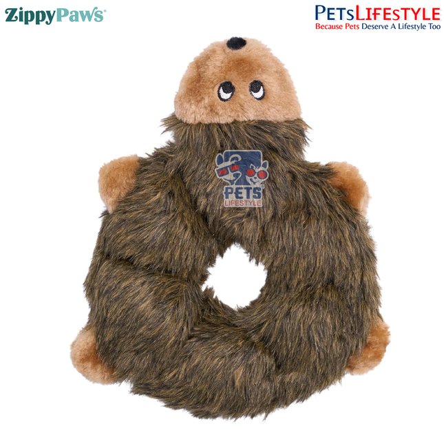 ZippyPaws Loopy – Hedgehog  Stuffing-Free Plush Dog Toy with 7 Round Squeakers