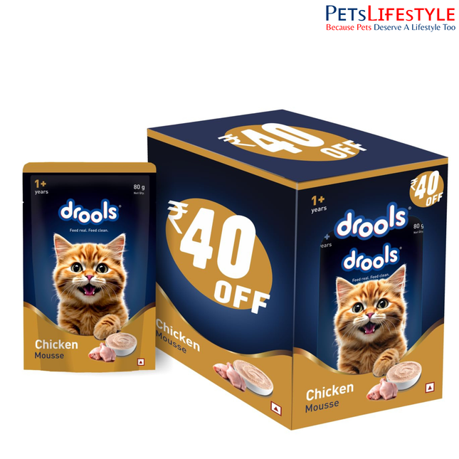 Drools Cat Mousse Wet Cat Food – Chicken Flavour  80g High Protein Smooth Texture