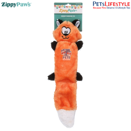 ZippyPaws Jigglerz – Fox  Super Sized Multi-Squeaker Plush Dog Toy