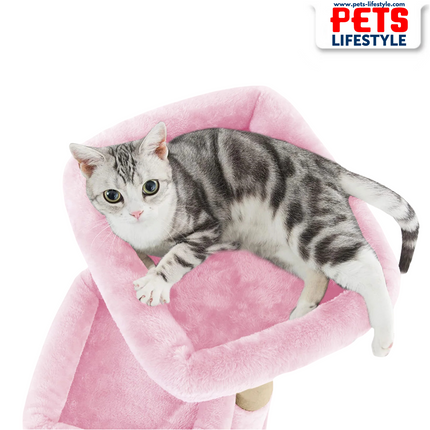 Canine Desk Kitten Cat Tree – Condo with Scratching Posts, Detachable Beds, Hanging Ball & Removable Cover