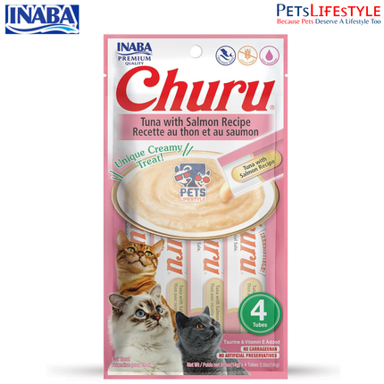 Inaba Churu Tuna with Salmon Recipe is a premium lickable cat treat