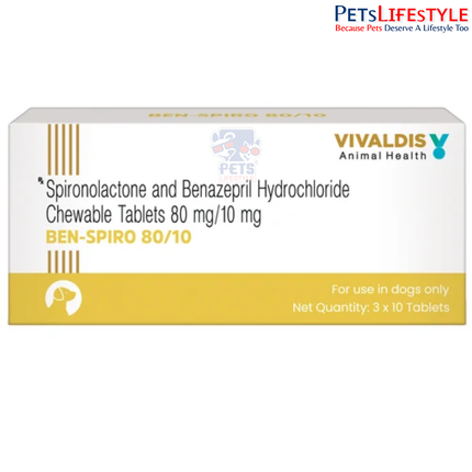 Vivaldis Ben Spiro 80/10 mg Chewable Tablets for Dogs – Spironolactone & Benazepril Cardiac Medication