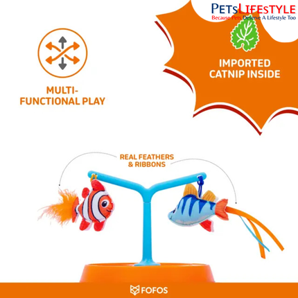 FOFOS Interactive Cat Toy Play Centre – Orange Interactive Activity Toy for Cats | Indoor Cat Enrichment & Play Centre