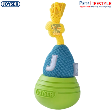 JOYSER Woball Jack Plush Squeaker Dog Toy – Light Blue/Green (M/L)