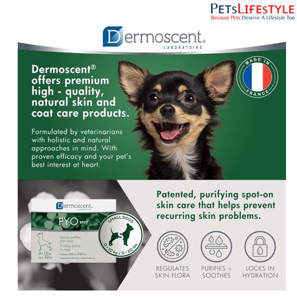 Savavet Dermoscent Pyospot Purifying Spot On for Dogs Between 0 to 10kg (0.6ml x 4 Pipette)