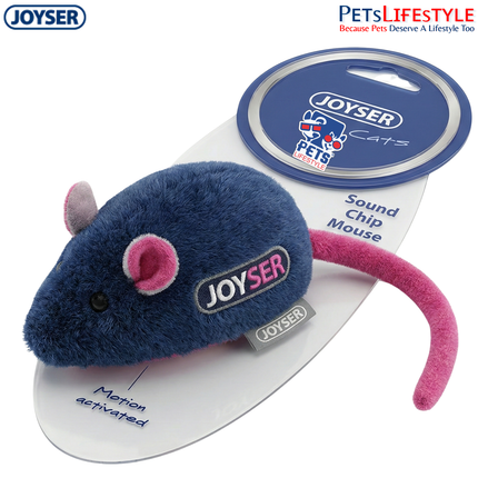JOYSER Sound Chip Mouse Plush Cat Toy – Dark Blue | Motion-Activated Electronic Toy
