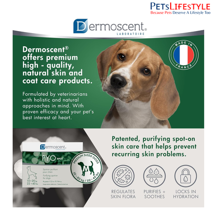 Savavet Dermoscent Pyospot Purifying Spot On for Dogs Between 10 to 20kg (1.2ml x 4 Pipette)