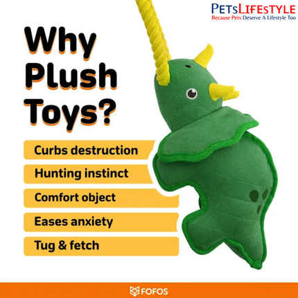 FOFOS Chew Tuff Dog Toy Dinosaur – Dinosaur-Shaped Dog Chew Toy for Playtime & Enrichment