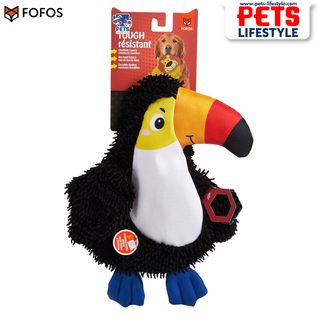 Fofos Stuffing Free Crinkle Tough Bird Toy  Tough 2-Layer Fabric + Squeaker Moderate Chewer Dog Toy
