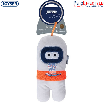 JOYSER Space Treats Astronaut Plush Dog Toy with Treat Pocket – White