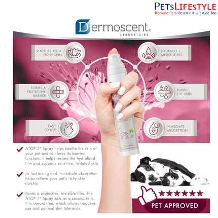 Dermoscent ATOP7 Spray for Dogs & Cats – Soothing Anti-Itch Skin Relief Spray