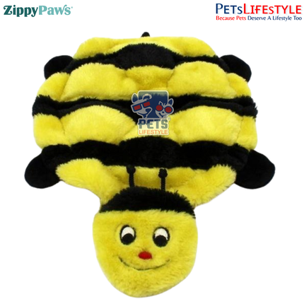ZippyPaws Squeakie Crawler – Bertie the Bee  Stuffing-Free Flat Plush Dog Toy with 7 Squeakers