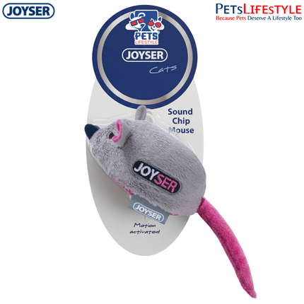 JOYSER Sound Chip Mouse Plush Cat Toy – Grey | Motion-Activated Electronic Toy