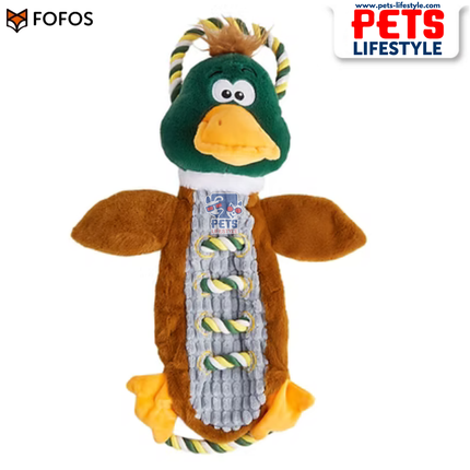 FOFOS Duck Rope Tug Dog Toy Squeakers + Rope Limbs