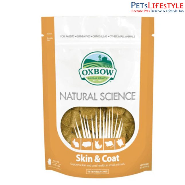 Oxbow Natural Science Skin & Coat Support Supplement for Rabbits, Guinea Pigs & Small Pets (120 g)