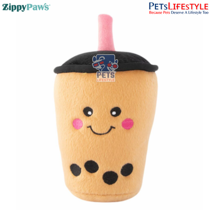 ZippyPaws NomNomz – Boba Milk Tea  Plush Squeaker Dog Toy Cuddle Buddy