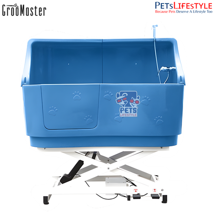 Groo Master H-114 Electric Lift Plastic Tub with Splash Back – Adjustable Grooming Bath Tub