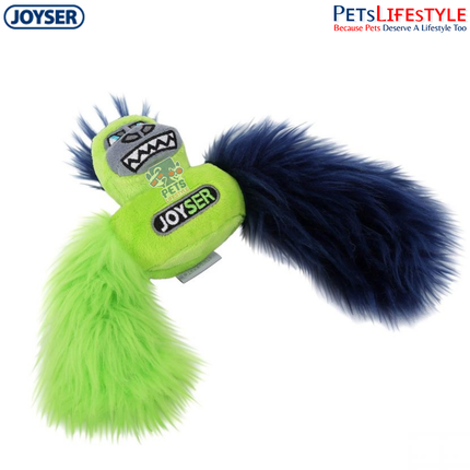 JOYSER Squad Mini Gorilla Plush Dog Toy with Squeaker – Green/Blue (S/M)