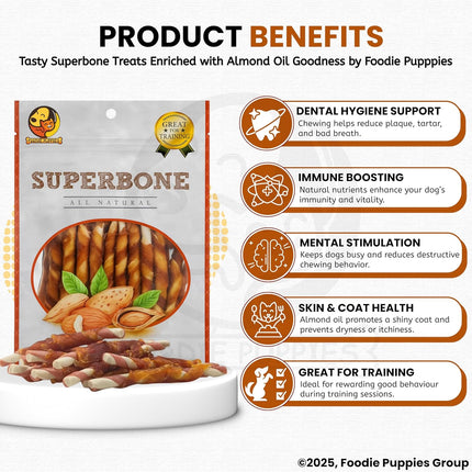 Superbone Salmon Oil Flavour Dog Sticks 420g (27 Sticks) | Premium 3-Layer Non-Rawhide Chicken Chews for Dogs