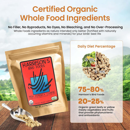 Harrison's Bird Foods High Potency Coarse Maximum Nutritional Certified Organic Formula For Medium To Large Birds