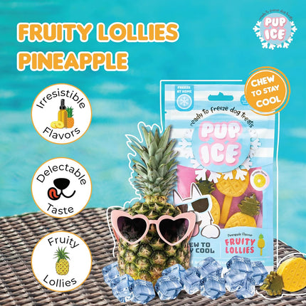 Pup Ice Ready to Freeze Fruity Lollies Dog Treats Pebbles – Pineapple Flavour 90g