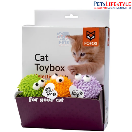 Fofos Geek Ball Cat Toy – Soft Plush Ball with Bell & Imported US-Grade Catnip for Kittens & Cats (Assorted Colours)
