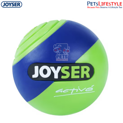 JOYSER Active TPU Ball with Squeaker Durable Chew Dog Toy – Blue/Green (M)