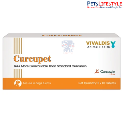 Vivaldis Curcupet Tablets for Dogs & Cats – Curcumin Supplement for Joint & Inflammatory Support (30 Tablets)