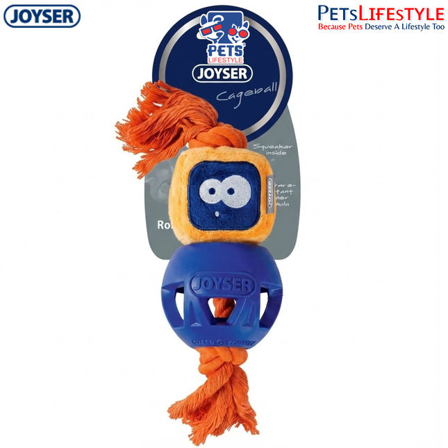 JOYSER Cageball Robot Interactive Dog Toy with Squeaker – Replaceable Plush Head (M/L)