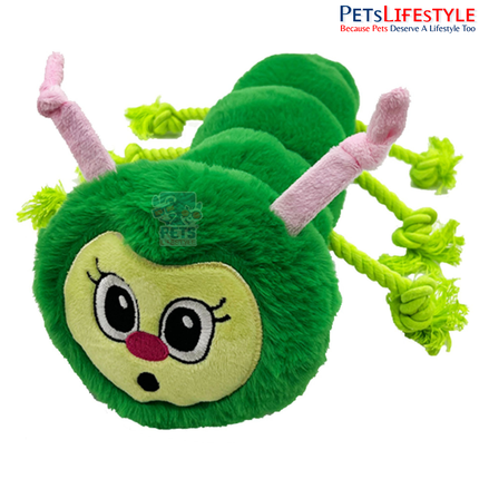 FOFOS Spring Plush Caterpillar Dog Toy – Soft Squeaky Plush Toy for Small & Medium Dogs