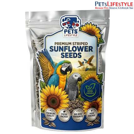 Petslifestyle Premium Sunflower Seeds (500g) – High Energy Bird Food for Parrots & Exotic Birds