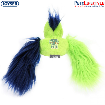 JOYSER Squad Mini Gorilla Plush Dog Toy with Squeaker – Green/Blue (S/M)