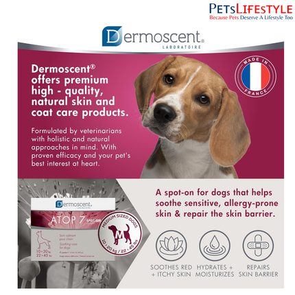 Savavet Dermoscent ATOP 7 Spot-On 1.2ml for Dogs (10–20kg) (1.2ml x 4 Pipette) dermatological spot-on treatment