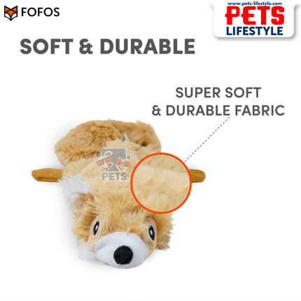 FOFOS Skinneez Squirrel Dog Toy – Stuffing-Free Plush Toy with Dual Squeakers