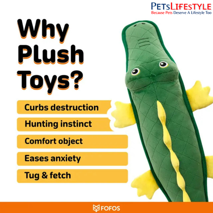 FOFOS Chew Tuff Dog Toy Crocodile – Durable-Style Chew Toy for Dogs