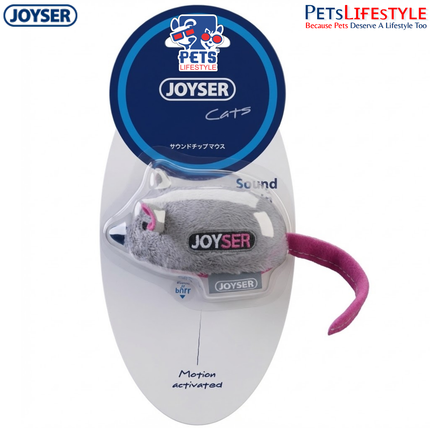 JOYSER Sound Chip Mouse Plush Cat Toy – Grey | Motion-Activated Electronic Toy