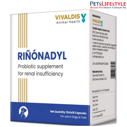 Vivaldis Rinonadyl Delayed-Release Capsules for Dogs & Cats – Renal Support for CKD (10 Capsules)