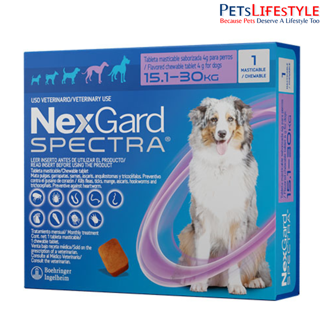 NexGard Afoxolaner Chewable Tablets for Dogs 15.1 - 30 Kg for Dogs  Flea & Tick Protection