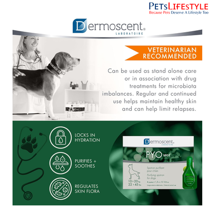 Savavet Dermoscent Pyospot Purifying Spot On for Dogs Between 10 to 20kg (1.2ml x 4 Pipette)