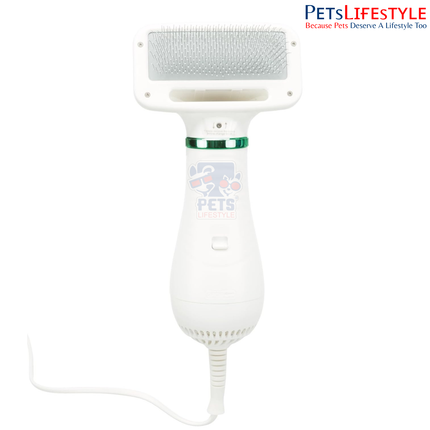 TRIXIE Self-Cleaning Warm Air Brush for Dog Grooming – 2-in-1 Dryer & Slicker Brush