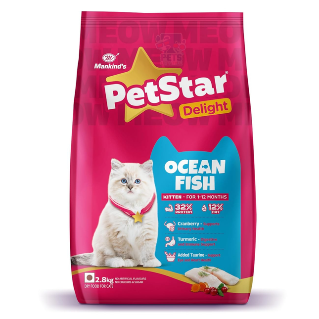 Mankind PetStar Kitten Cat Food – Ocean Fish Flavour | Complete & Balanced Nutrition for Healthy Growth, Hairball & Digestive Care