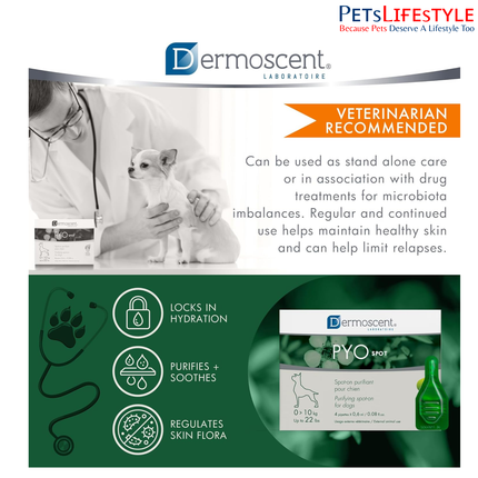 Savavet Dermoscent Pyospot Purifying Spot On for Dogs Between 0 to 10kg (0.6ml x 4 Pipette)