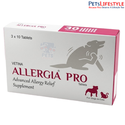 Vetina Allerrgia Pro Allergy Relief Tablets for Dogs & Cats 30 Tablets – Advanced Anti-Allergy & Immune Support Formula (30 tablets)